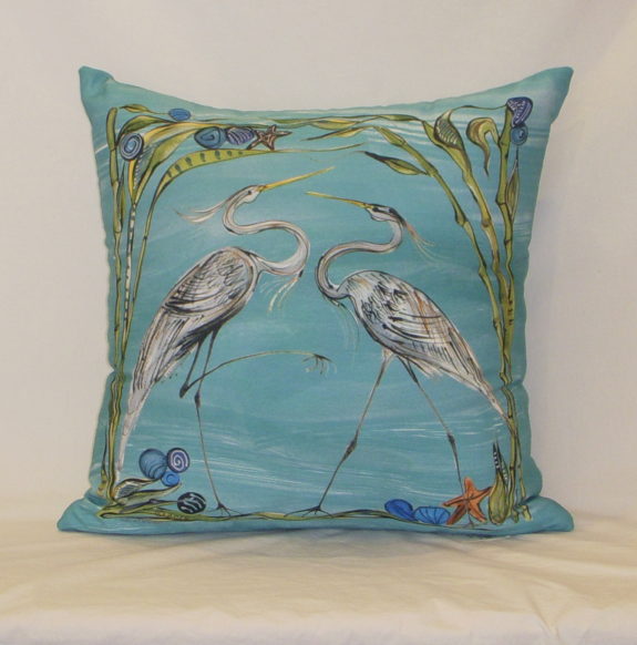 Clay Born Textiles Indoor/Outdoor Heron Pillow Front