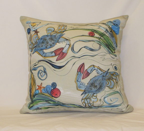 Clay Born Textiles Indoor/Outdoor Crab Pillow Back