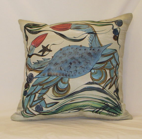 Clay Born Textiles Indoor/Outdoor Crab Pillow Front