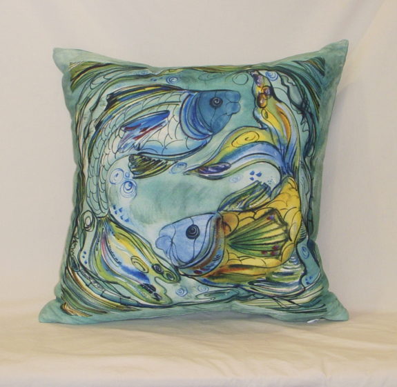 Clay Born Textiles Indoor/Outdoor Fish Pillow