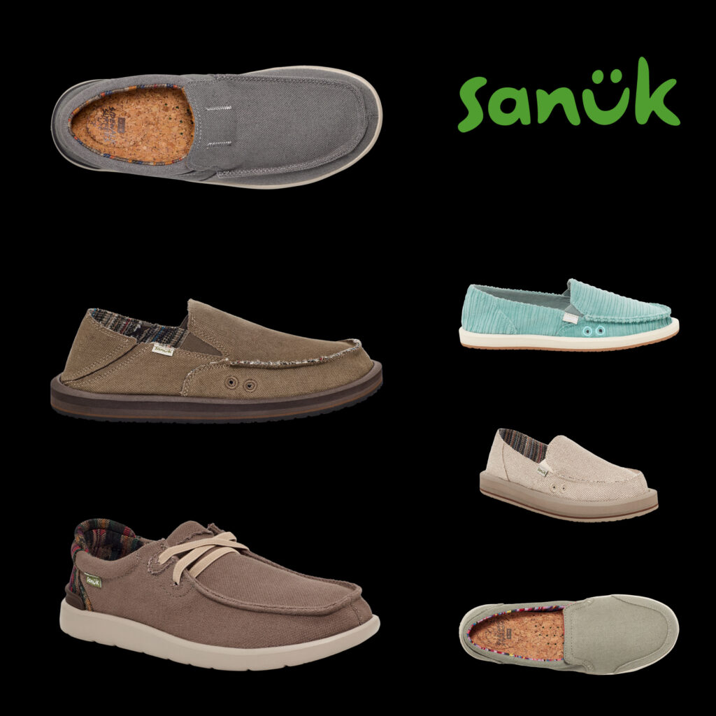 Sanuk slip on canvas shoes